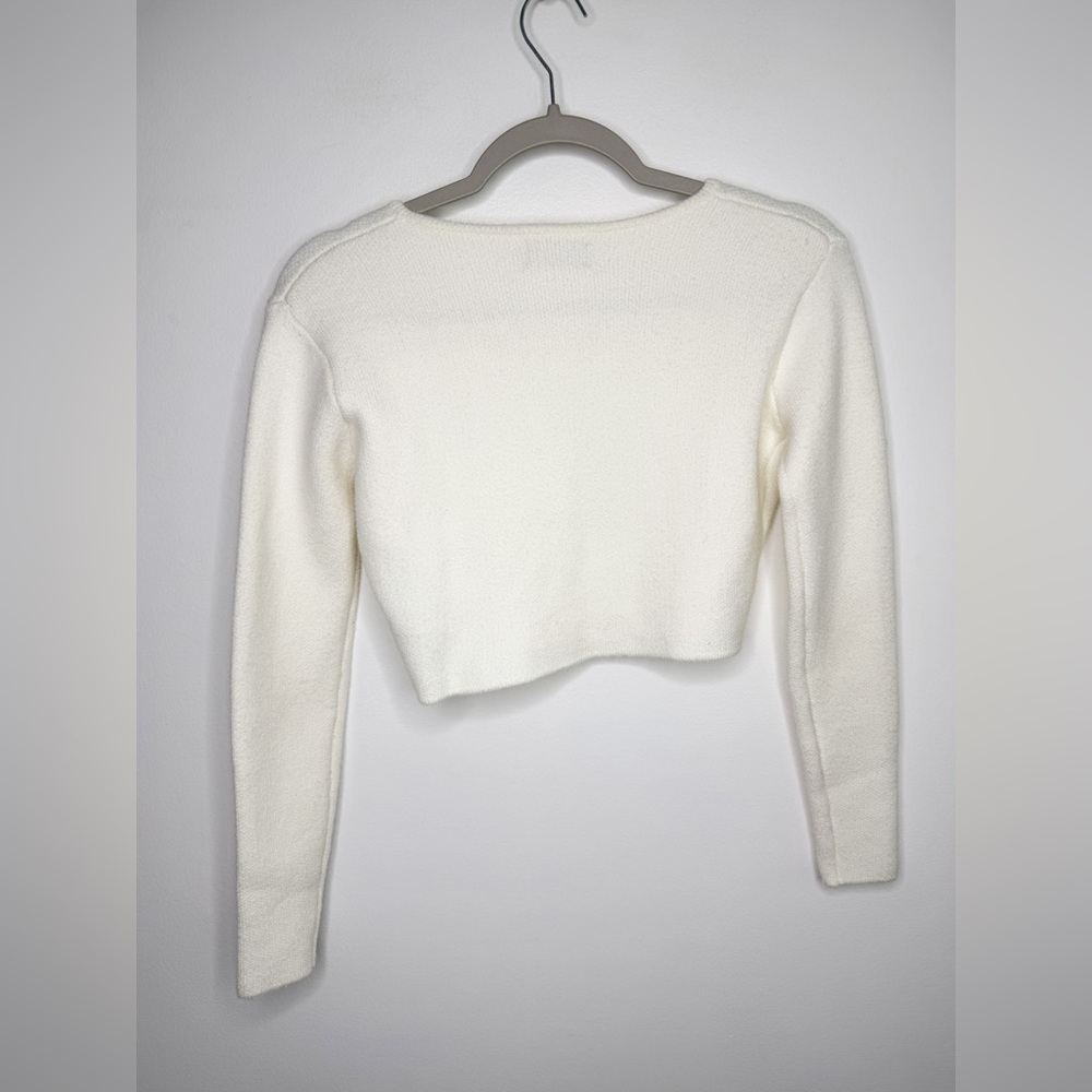 EDIKTED Cream Cropped Long Sleeve Cardigan Size XS Small - Picture 6 of 6